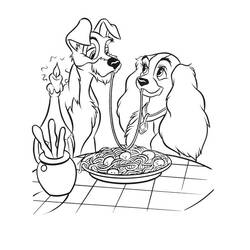 Zeichnungen zum Ausmalen: Lady und the Tramp - Kostenlose Malvorlagen zum Ausdrucken