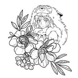 Zeichnungen zum Ausmalen: Princess Mononoke - Kostenlose Malvorlagen zum Ausdrucken