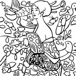 Zeichnungen zum Ausmalen: Gustav Klimt - Kostenlose Malvorlagen zum Ausdrucken