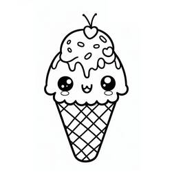 Zeichnungen zum Ausmalen: Kawaii Eis - Kostenlose Malvorlagen zum Ausdrucken