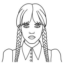 Zeichnungen zum Ausmalen: Wednesday Addams - Kostenlose Malvorlagen zum Ausdrucken