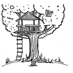 Zeichnungen zum Ausmalen: Baumhaus - Kostenlose Malvorlagen zum Ausdrucken
