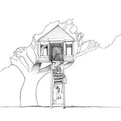 Malvorlage: Baumhaus (Gebäude und Architektur) #66050 - Kostenlose Malvorlagen zum Ausdrucken