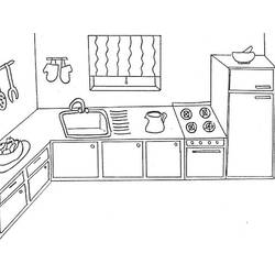 Zeichnungen zum Ausmalen: Küche - Kostenlose Malvorlagen zum Ausdrucken