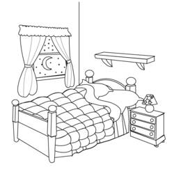 Zeichnungen zum Ausmalen: Schlafzimmer - Kostenlose Malvorlagen zum Ausdrucken