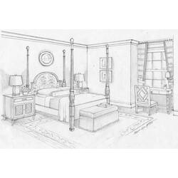 Malvorlage: Schlafzimmer (Gebäude und Architektur) #66594 - Kostenlose Malvorlagen zum Ausdrucken