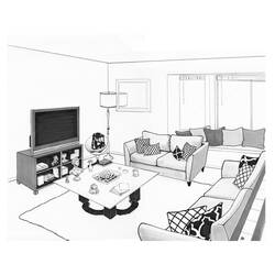 Malvorlage: Wohnzimmer (Gebäude und Architektur) #66372 - Kostenlose Malvorlagen zum Ausdrucken