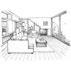 Malvorlage: Wohnzimmer (Gebäude und Architektur) #66374 - Kostenlose Malvorlagen zum Ausdrucken