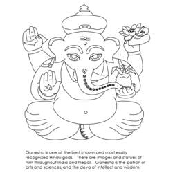 Malvorlage: Hinduistische Mythologie: Ganesh (Götter und Göttinnen) #96885 - Kostenlose Malvorlagen zum Ausdrucken