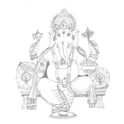 Malvorlage: Hinduistische Mythologie: Ganesh (Götter und Göttinnen) #97030 - Kostenlose Malvorlagen zum Ausdrucken