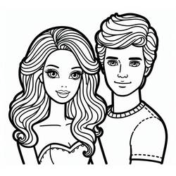 Zeichnungen zum Ausmalen: Barbie und Ken - Kostenlose Malvorlagen zum Ausdrucken