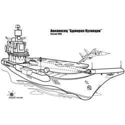 Zeichnungen zum Ausmalen: Flugzeugträger - Kostenlose Malvorlagen zum Ausdrucken