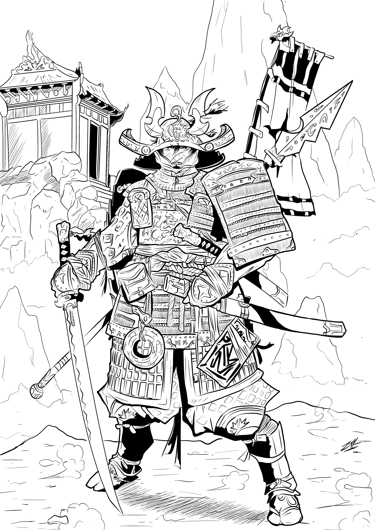 Malvorlage: Samurai (Figuren) #107315 - Kostenlose Malvorlagen zum Ausdrucken