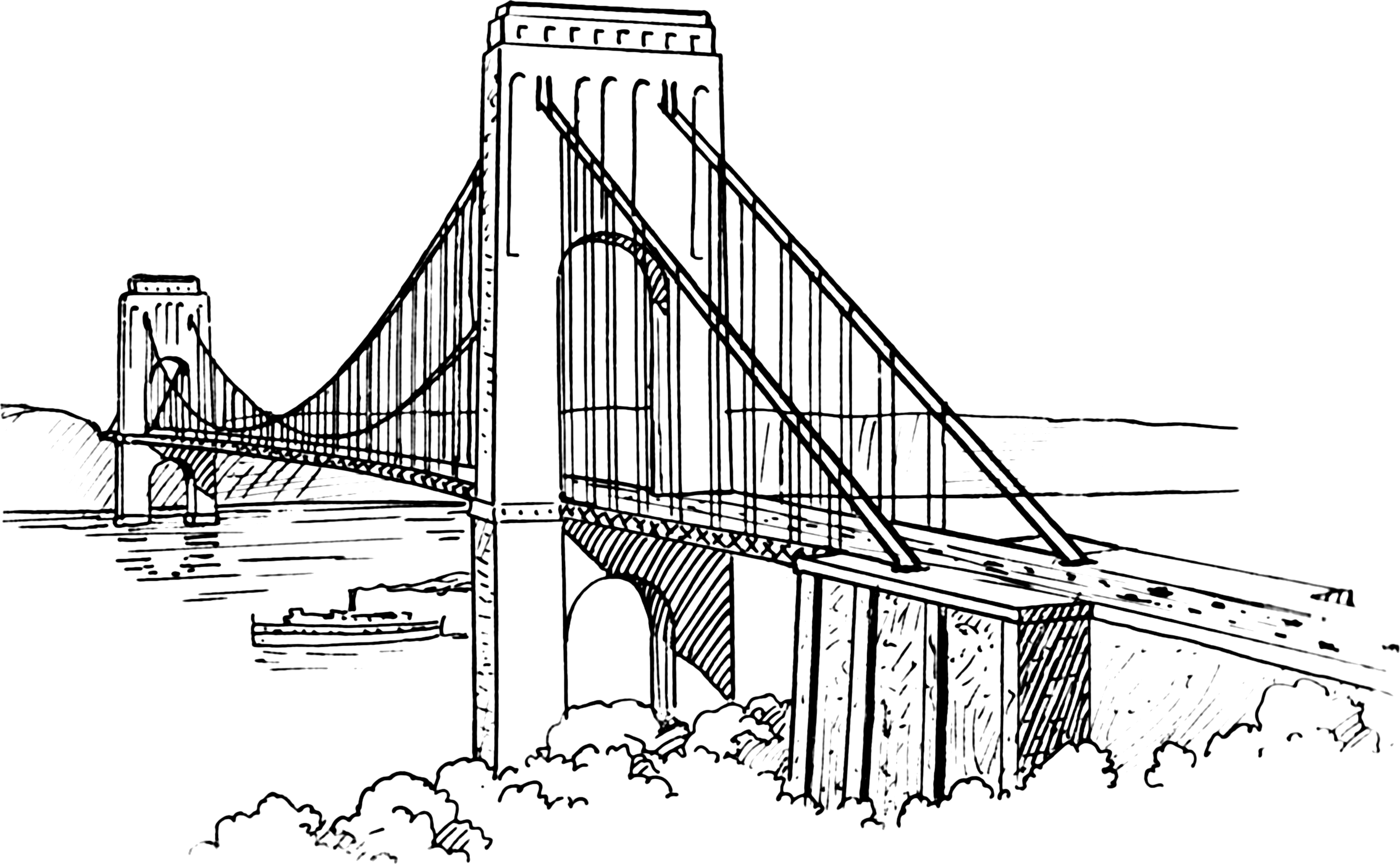 Malvorlage: Brücke (Gebäude und Architektur) #62888 - Kostenlose Malvorlagen zum Ausdrucken