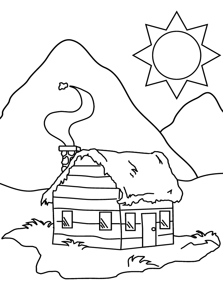 Malvorlage: Hütte (Gebäude und Architektur) #169928 - Kostenlose Malvorlagen zum Ausdrucken