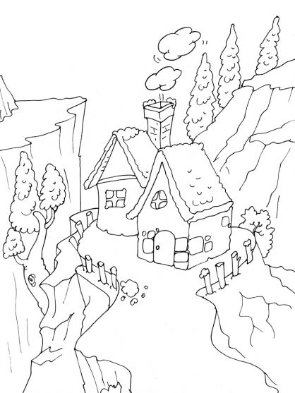 Malvorlage: Hütte (Gebäude und Architektur) #169944 - Kostenlose Malvorlagen zum Ausdrucken