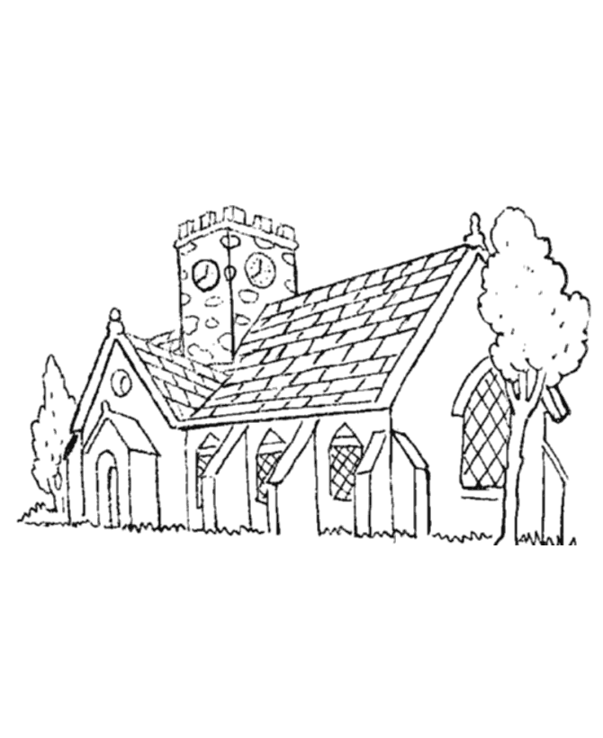 Malvorlage: Kirche (Gebäude und Architektur) #64230 - Kostenlose Malvorlagen zum Ausdrucken