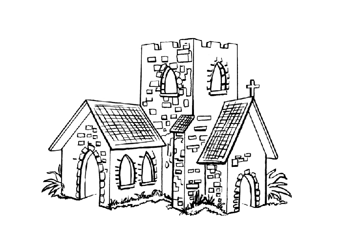 Malvorlage: Kirche (Gebäude und Architektur) #64308 - Kostenlose Malvorlagen zum Ausdrucken