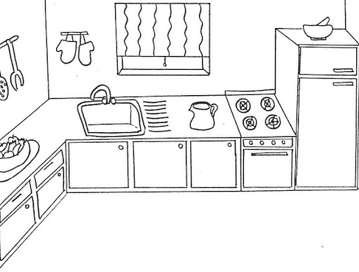 Malvorlage: Küche (Gebäude und Architektur) #63563 - Kostenlose Malvorlagen zum Ausdrucken