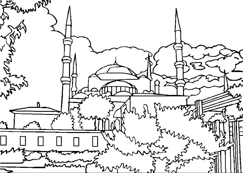 Malvorlage: Moschee (Gebäude und Architektur) #64520 - Kostenlose Malvorlagen zum Ausdrucken