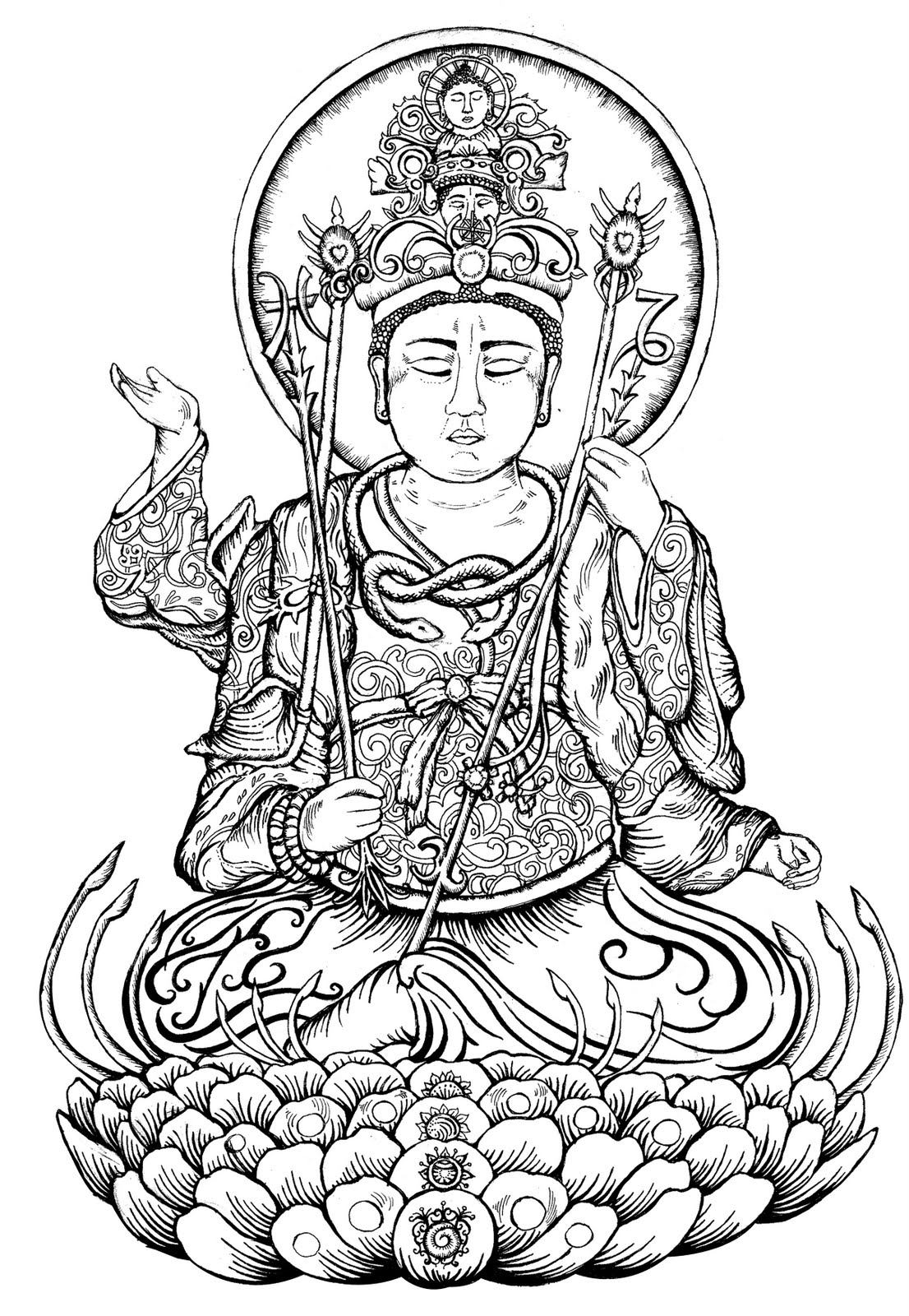 Malvorlage: Hinduistische Mythologie: Buddha (Götter und Göttinnen) #89558 - Kostenlose Malvorlagen zum Ausdrucken