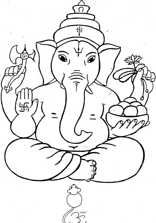 Malvorlage: Hinduistische Mythologie: Ganesh (Götter und Göttinnen) #96850 - Kostenlose Malvorlagen zum Ausdrucken