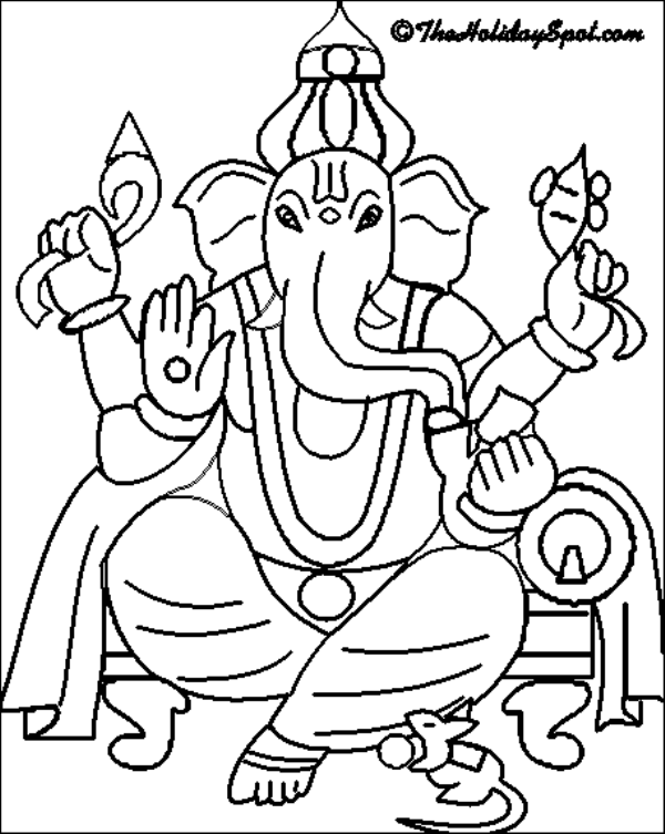 Malvorlage: Hinduistische Mythologie: Ganesh (Götter und Göttinnen) #96851 - Kostenlose Malvorlagen zum Ausdrucken