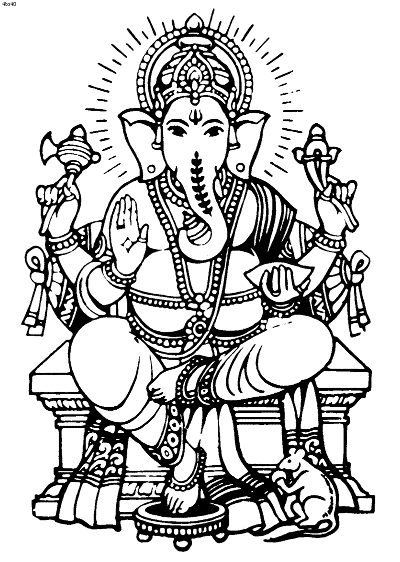 Malvorlage: Hinduistische Mythologie: Ganesh (Götter und Göttinnen) #96854 - Kostenlose Malvorlagen zum Ausdrucken
