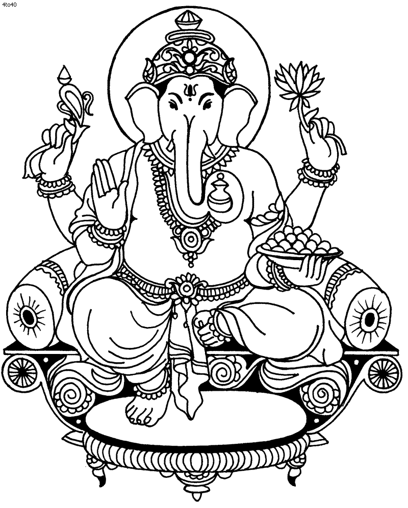 Malvorlage: Hinduistische Mythologie: Ganesh (Götter und Göttinnen) #96856 - Kostenlose Malvorlagen zum Ausdrucken