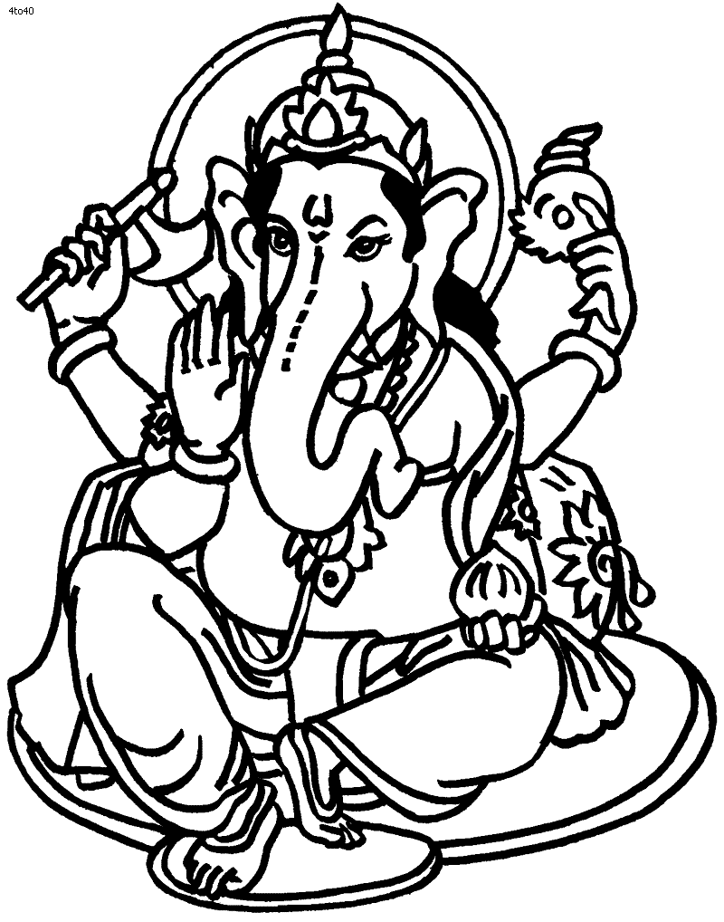 Malvorlage: Hinduistische Mythologie: Ganesh (Götter und Göttinnen) #96860 - Kostenlose Malvorlagen zum Ausdrucken