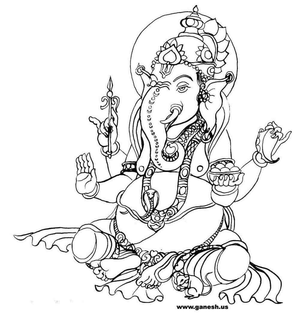 Malvorlage: Hinduistische Mythologie: Ganesh (Götter und Göttinnen) #96861 - Kostenlose Malvorlagen zum Ausdrucken