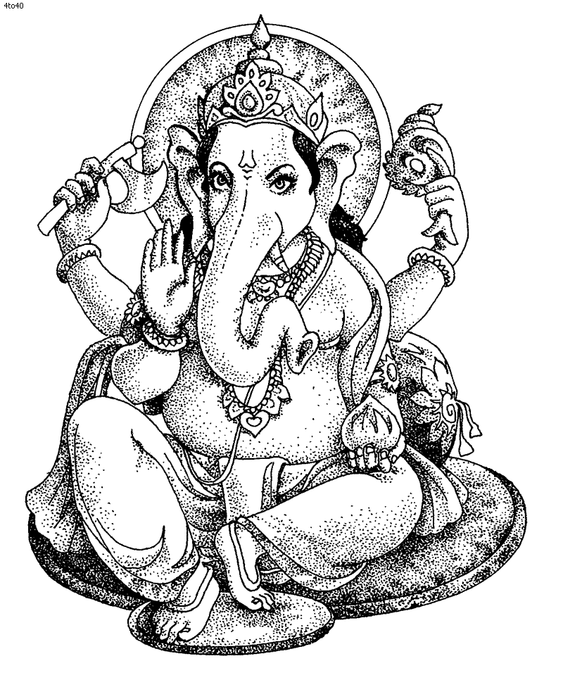 Malvorlage: Hinduistische Mythologie: Ganesh (Götter und Göttinnen) #96864 - Kostenlose Malvorlagen zum Ausdrucken