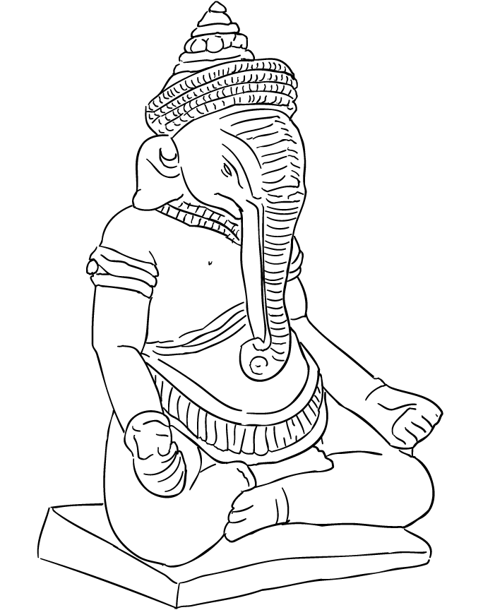 Malvorlage: Hinduistische Mythologie: Ganesh (Götter und Göttinnen) #96879 - Kostenlose Malvorlagen zum Ausdrucken