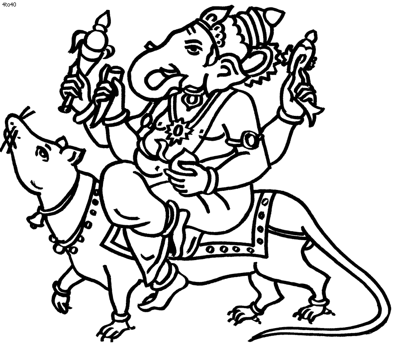 Malvorlage: Hinduistische Mythologie: Ganesh (Götter und Göttinnen) #96884 - Kostenlose Malvorlagen zum Ausdrucken