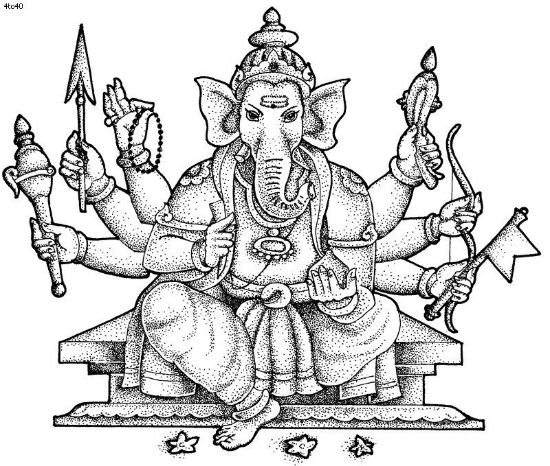 Malvorlage: Hinduistische Mythologie: Ganesh (Götter und Göttinnen) #96894 - Kostenlose Malvorlagen zum Ausdrucken