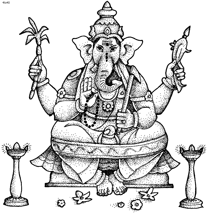 Malvorlage: Hinduistische Mythologie: Ganesh (Götter und Göttinnen) #96914 - Kostenlose Malvorlagen zum Ausdrucken