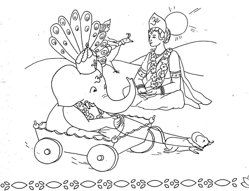 Malvorlage: Hinduistische Mythologie: Ganesh (Götter und Göttinnen) #96932 - Kostenlose Malvorlagen zum Ausdrucken