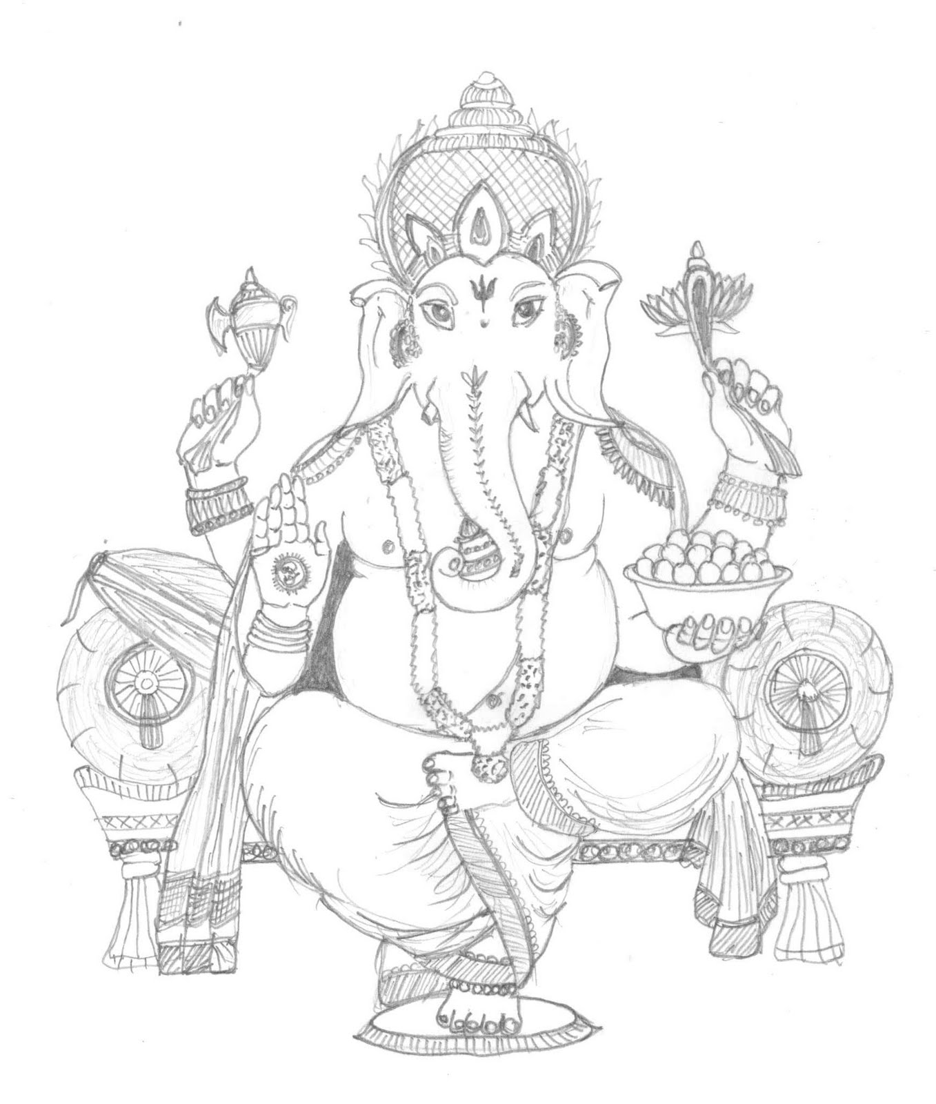 Malvorlage: Hinduistische Mythologie: Ganesh (Götter und Göttinnen) #97030 - Kostenlose Malvorlagen zum Ausdrucken