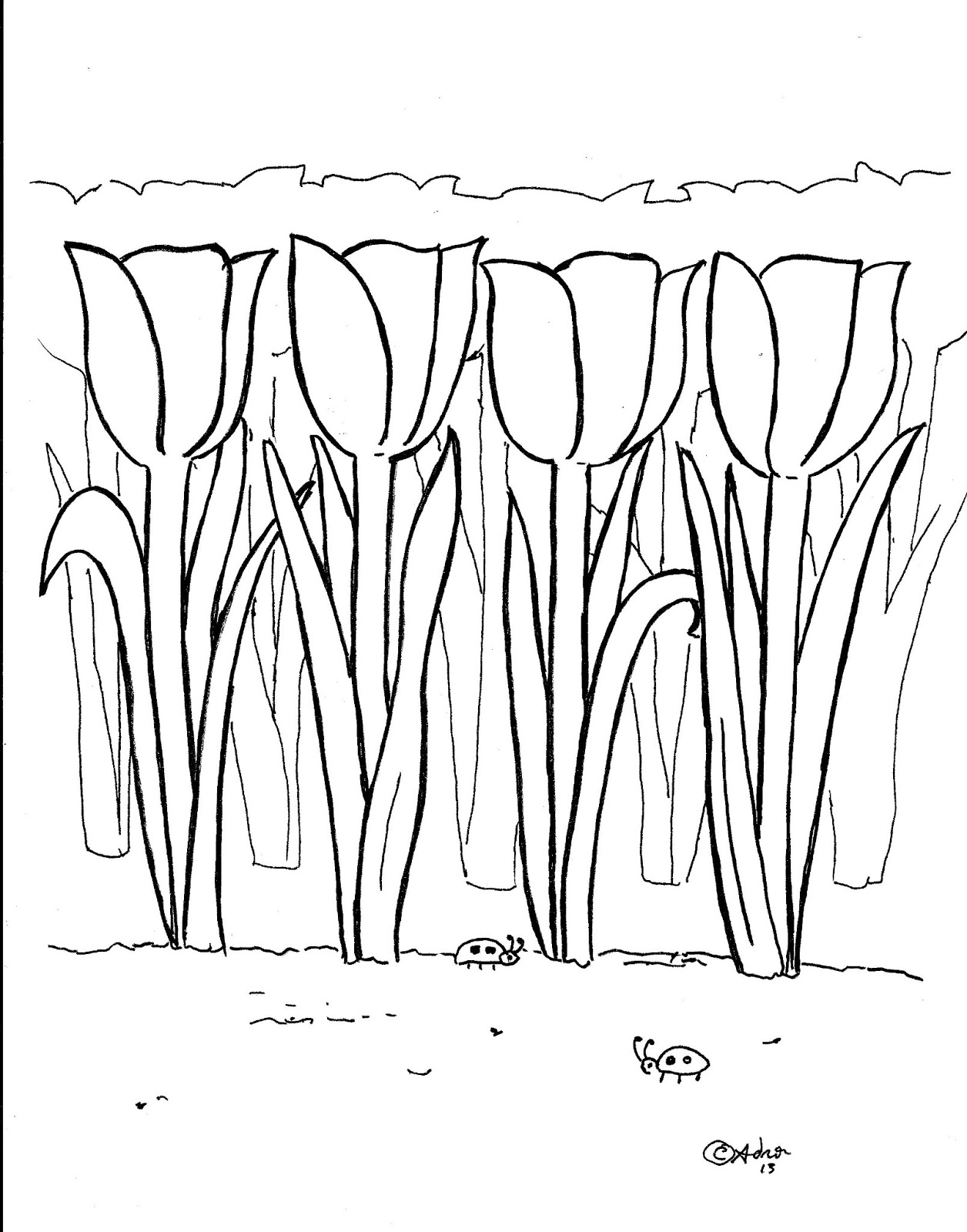 Malvorlage: Tulpe (Natur) #161757 - Kostenlose Malvorlagen zum Ausdrucken