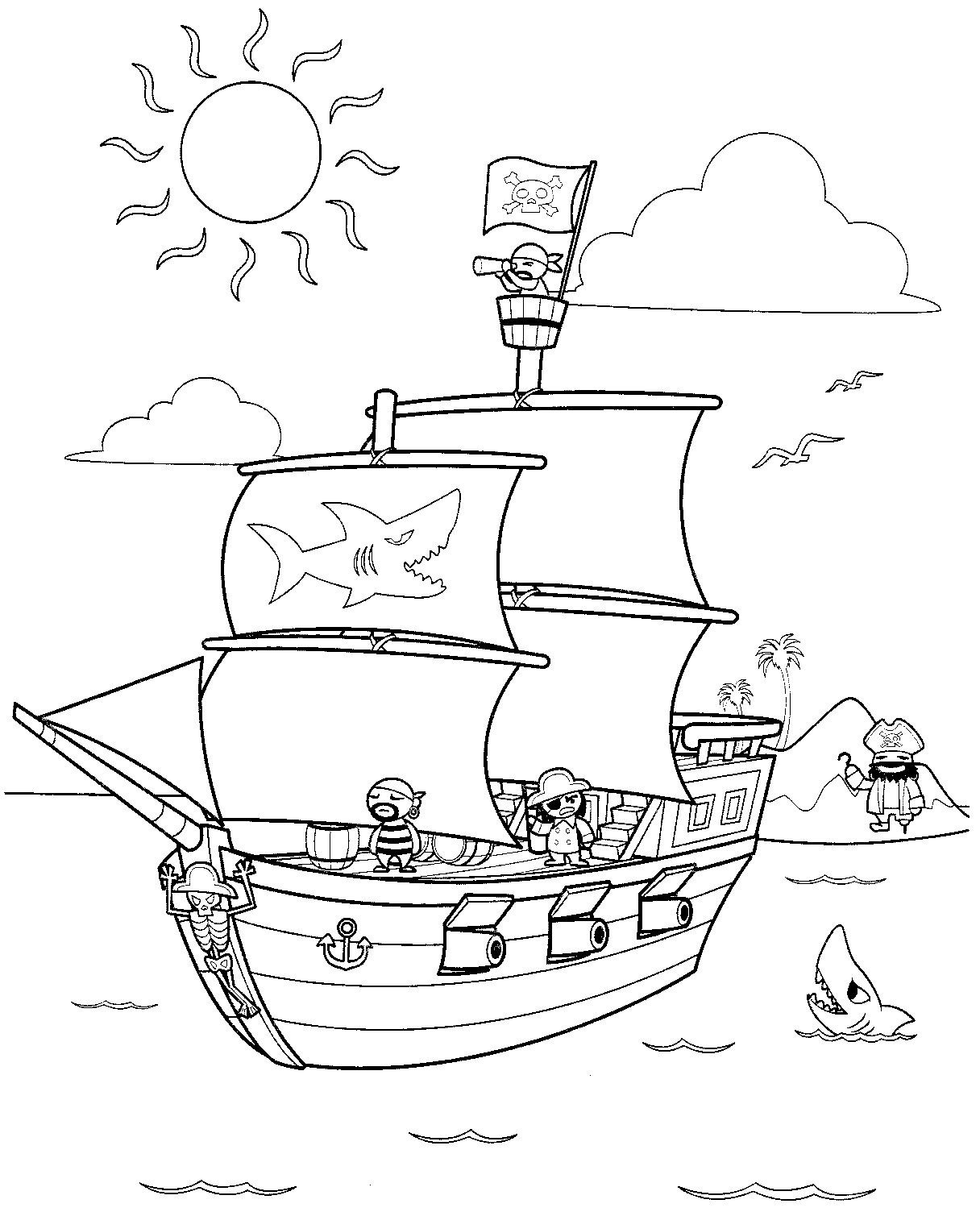 Malvorlage: Piratenschiff (Transport) #138206 - Kostenlose Malvorlagen zum Ausdrucken